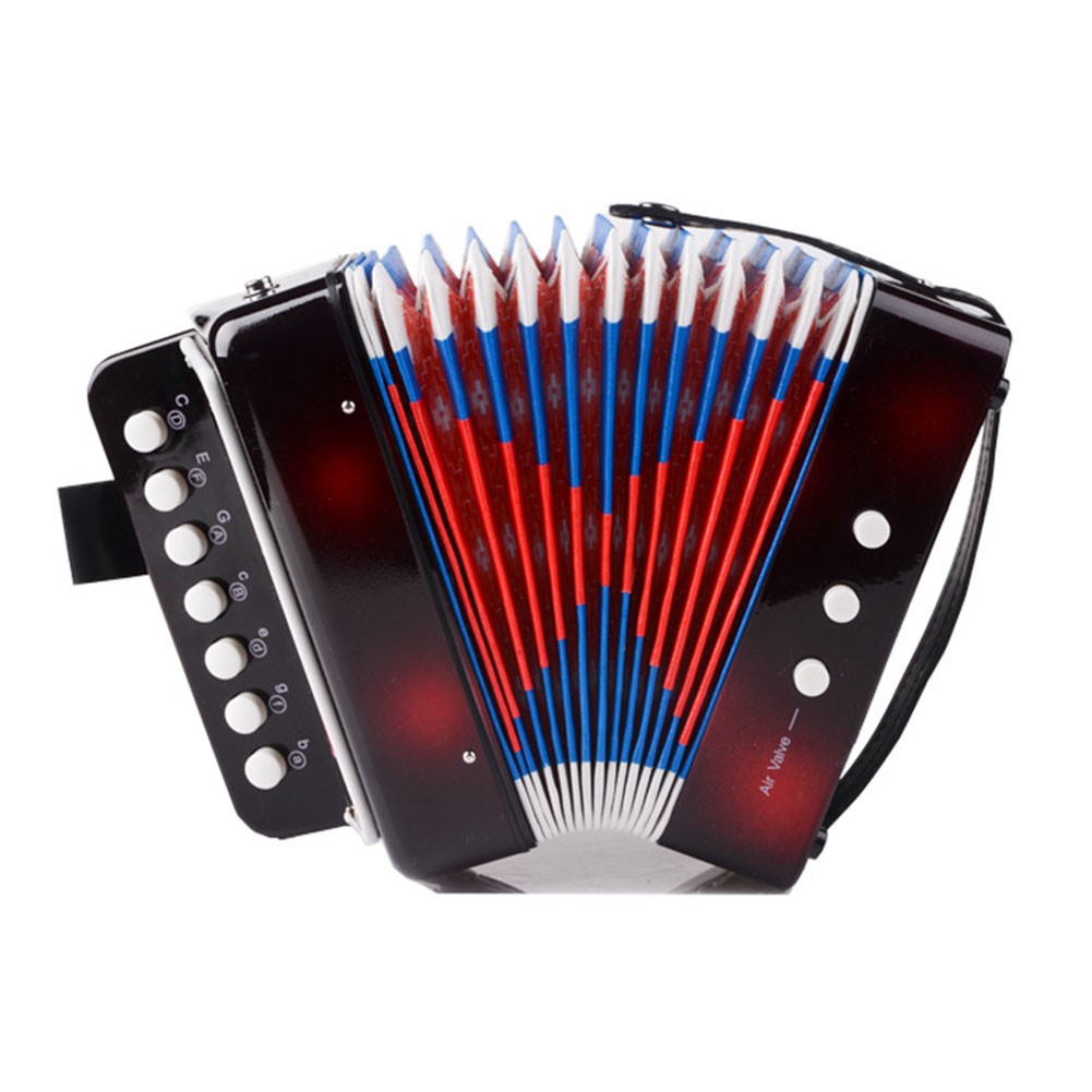 Portable 7 Key 2 Bass Accordion Pianos Keyboards Beginners Toy Gift Black